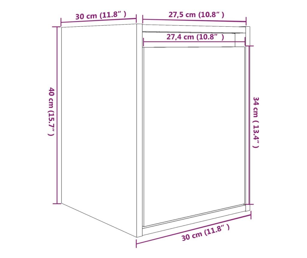 Dulapuri de perete 2 buc. gri, 30x30x40 cm, lemn masiv de pin - 11