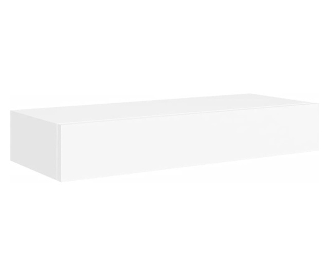 Стенни рафтове с чекмеджета, 2 бр, бели, 60x23,5x10 см, МДФ