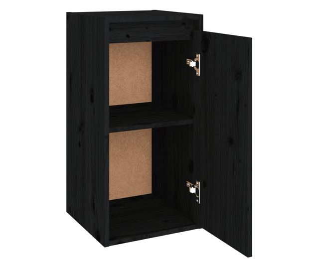 Zidni ormarić, crni, 30x30x60 cm, masivno borovo drvo