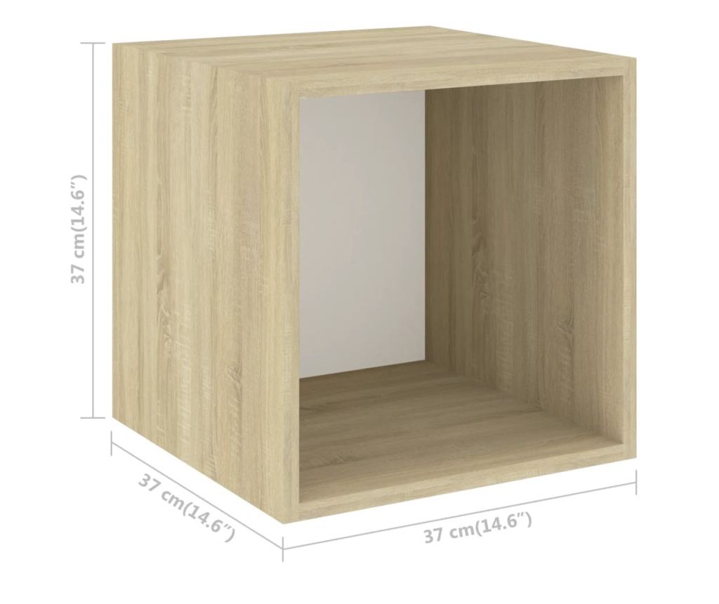 4 db fehér és tölgyszínű forgácslap faliszekrény 37x37x37 cm - 18