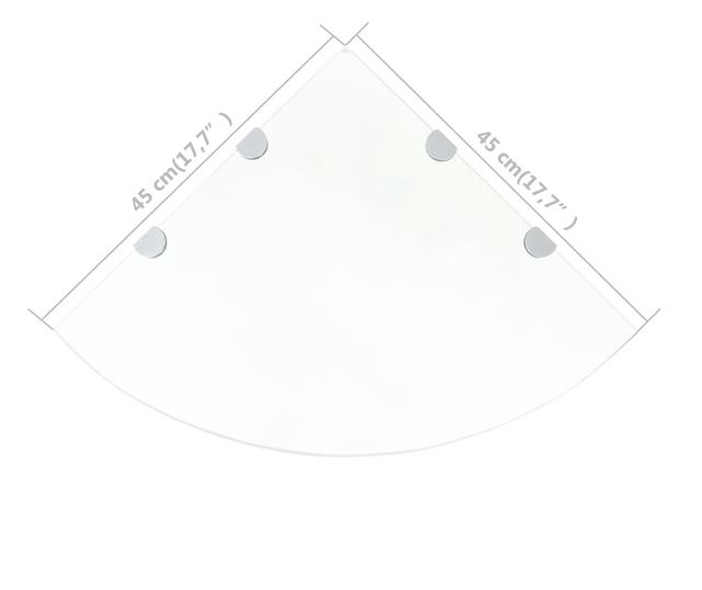Raft de colt sticla transparenta cu suporti de crom, 45 x 45 cm