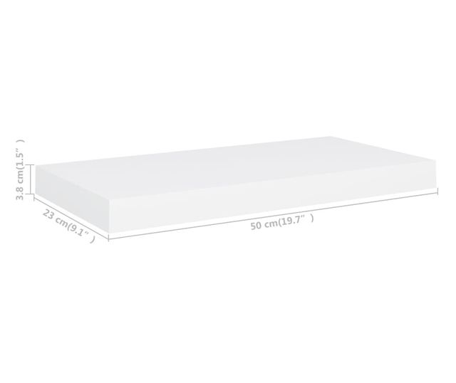 fehér MDF lebegő fali polc 50 x 23 x 3,8 cm