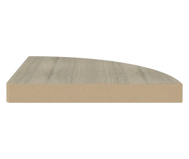 2 db tölgyszínű MDF lebegő sarokpolc 35 x 35 x 3,8 cm