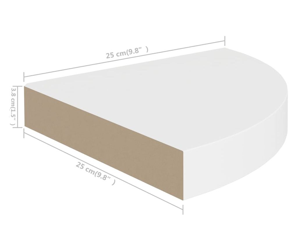 2 db fehér MDF lebegő sarokpolc 25 x 25 x 3,8 cm - 16