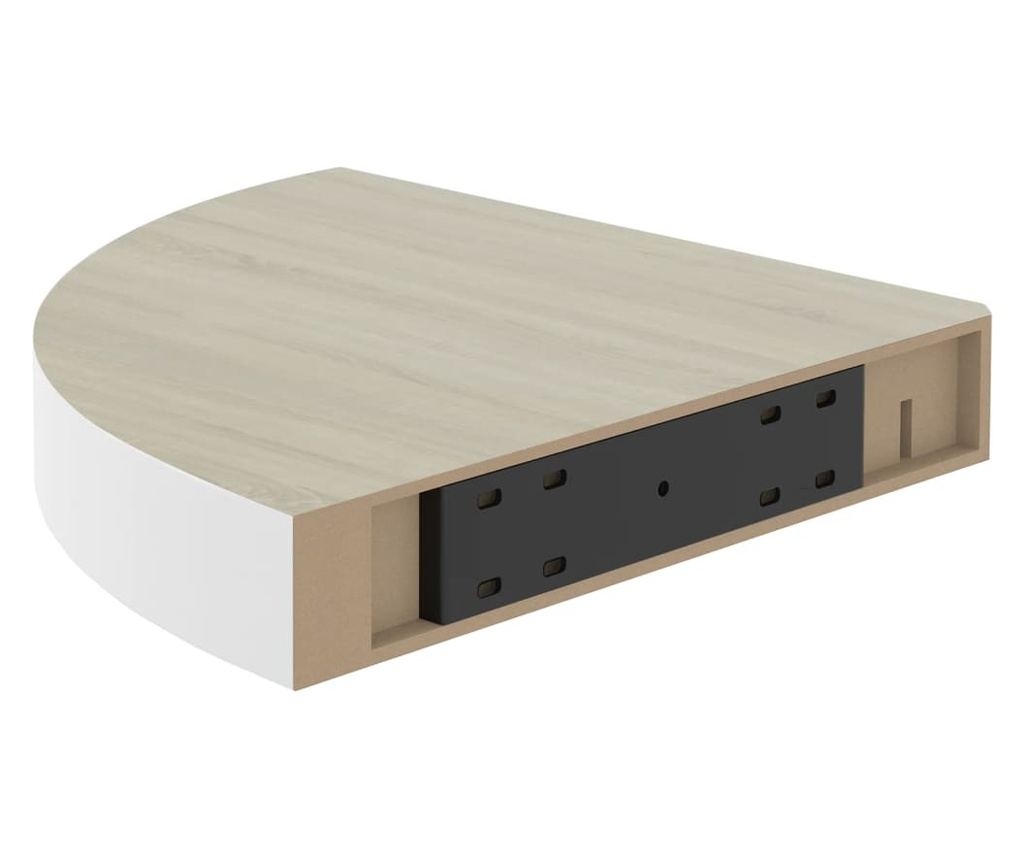 4 db fehér-tölgyszínű MDF fali sarokpolc 25 x 25 x 3,8 cm - 11