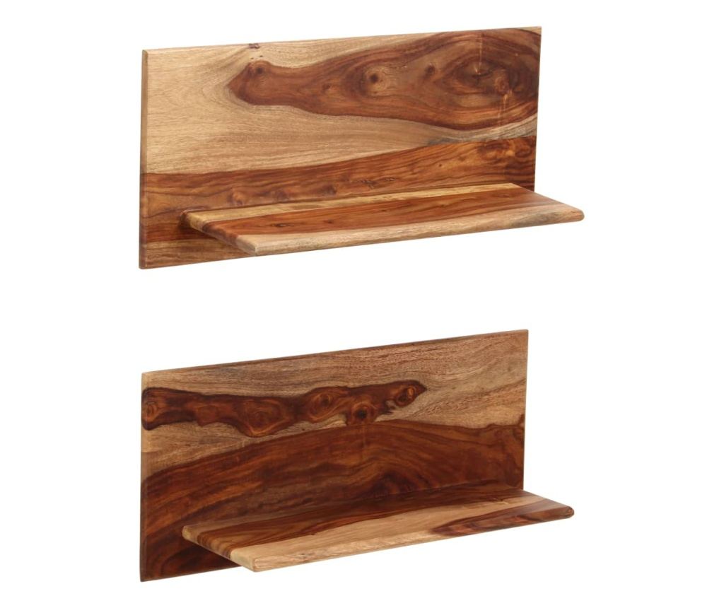 2 db tömör kelet-indiai rózsafa fali polc 58x26x20 cm - 14