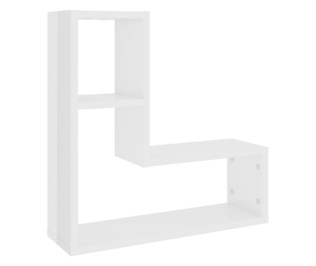 2 db magasfényű fehér forgácslap fali polc 50 x 15 x 50 cm