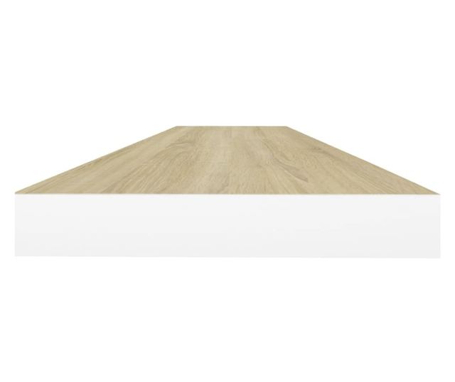 4 db fehér-tölgyszínű MDF lebegő fali polc 120 x 23,5 x 3,8 cm