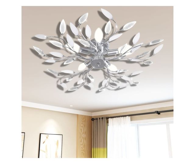 Стилен полилей с декорация от акрилни листа, цвят: прозрачен & бял
