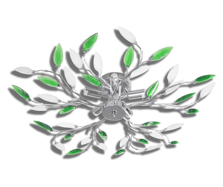 Zeleno/Bela Stropna Svetilka z Akrilnimi Kristalnimi Listi 5 x E14