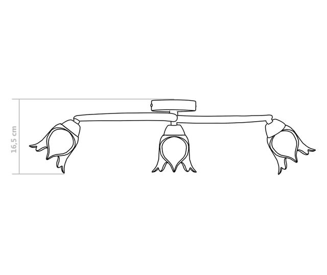 Полилей със стъклени абажури, за 3 крушки Е14, лале