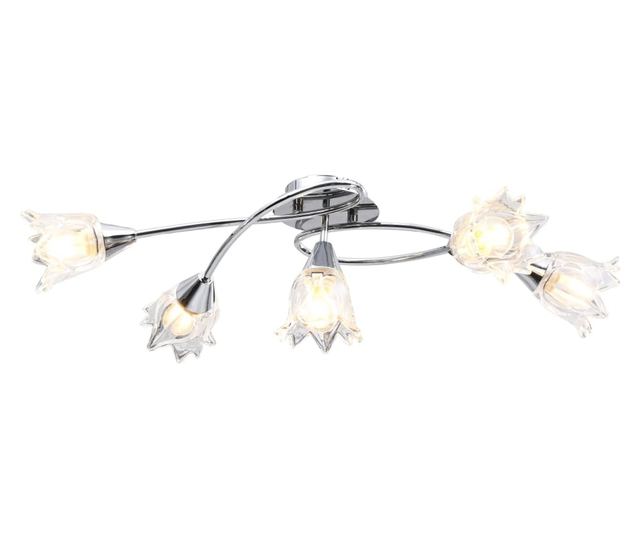 Полилей със стъклени абажури, за 5 крушки Е14, лале