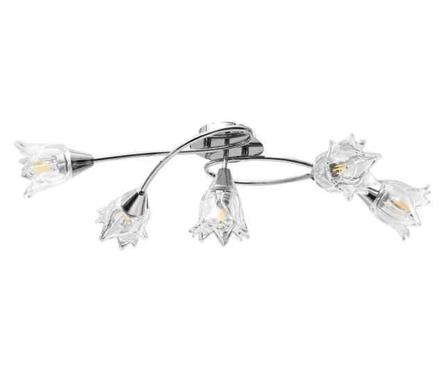 Полилей със стъклени абажури, за 5 крушки Е14, лале