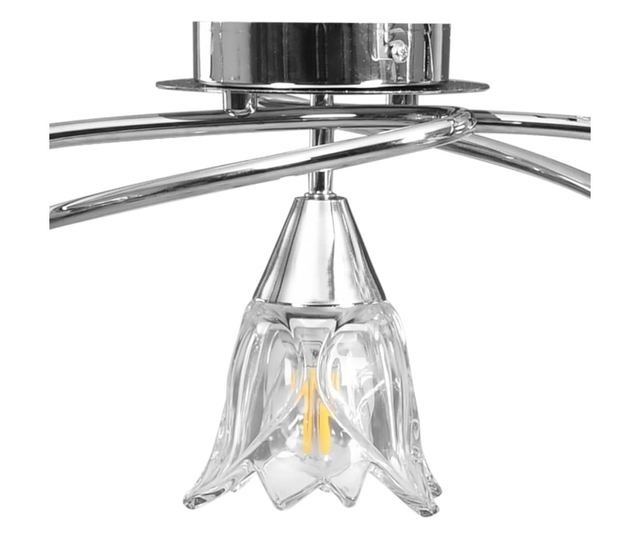 Полилей със стъклени абажури, за 5 крушки Е14, лале