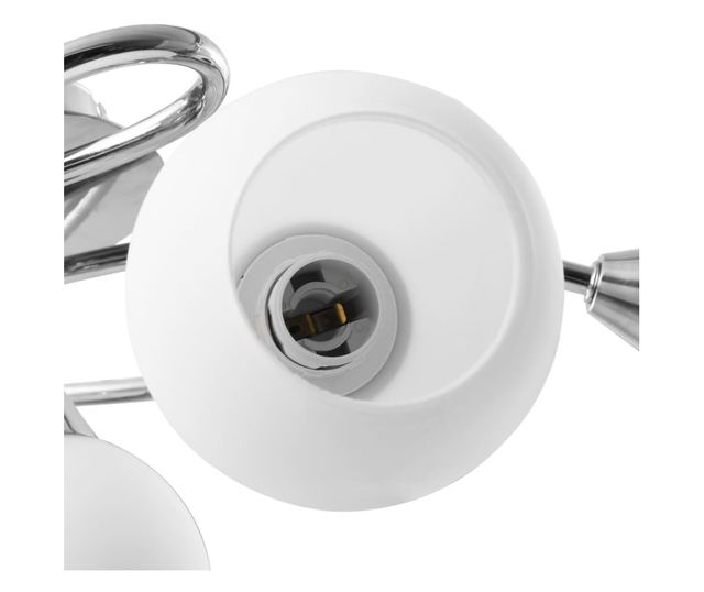 Полилей с керамични кръгли абажури, за 5 крушки Е14, бели