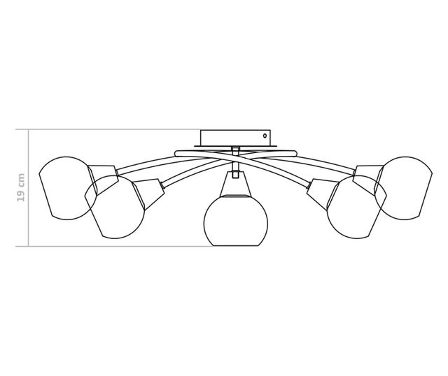 Полилей с керамични кръгли абажури, за 5 крушки Е14, бели