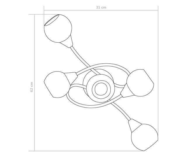 Полилей с керамични кръгли абажури, за 5 крушки Е14, бели