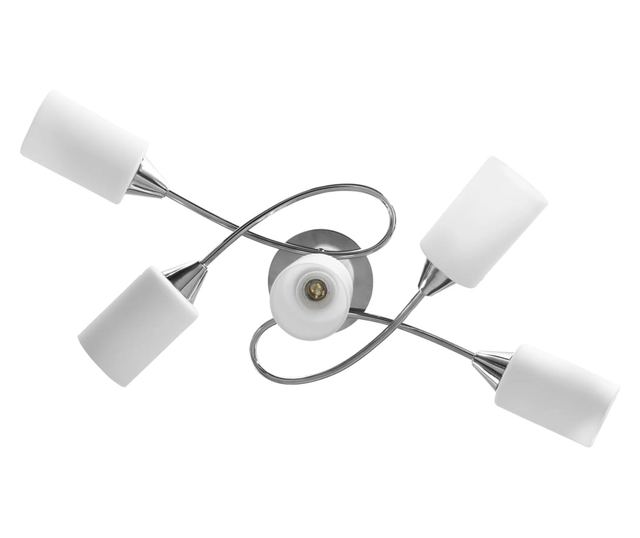 Полилей с керамични цилиндрични абажури, за 5 крушки Е14, бели