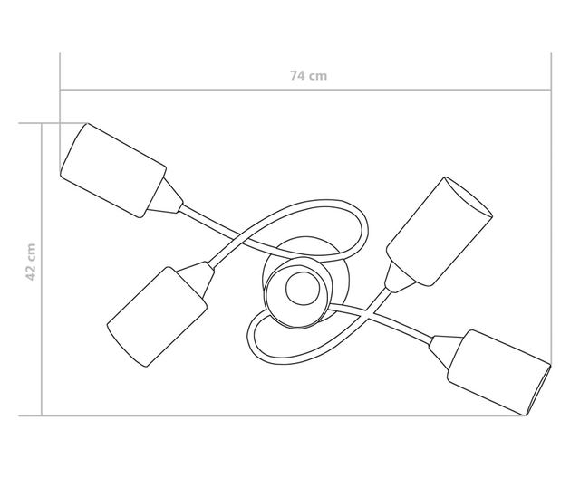 Полилей с керамични цилиндрични абажури, за 5 крушки Е14, бели
