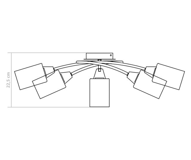 Полилей с керамични цилиндрични абажури, за 5 крушки Е14, бели