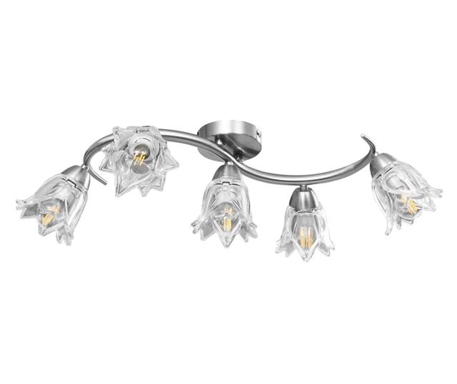 Полилей със стъклени абажури, за 5 крушки Е14, лале