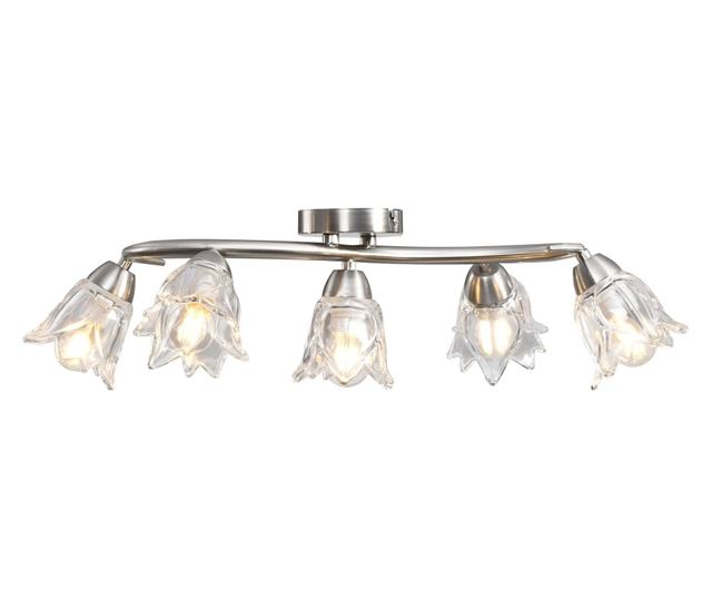 Полилей със стъклени абажури, за 5 крушки Е14, лале