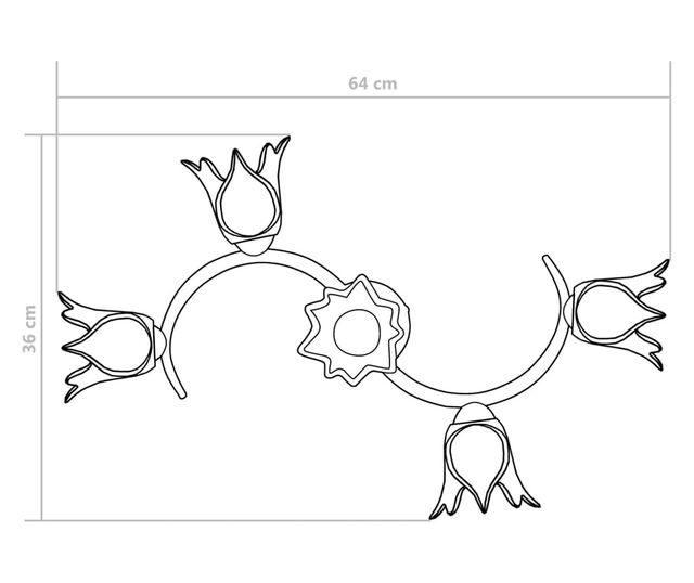 Полилей със стъклени абажури, за 5 крушки Е14, лале