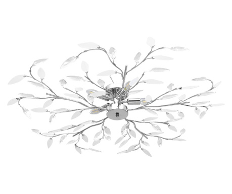 Лампа за таван с акрилни кристални листа за 5 крушки E14 бяла
