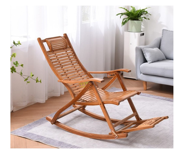 Balansoar de terasa scaun living cu cadru lemn rezistent, cu perna maro