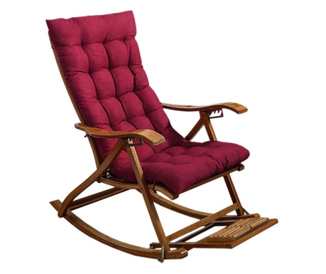 Balansoar de terasa scaun living cu cadru lemn rezistent, cu perna rosu