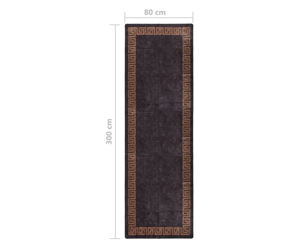 Килим, черен и златист, 80x300 см, нехлъзгащ се - 7