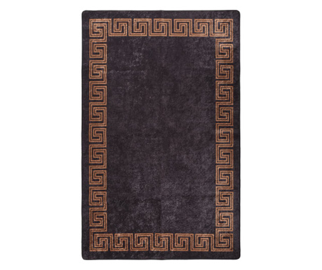 Перящ се килим, черен и златист, 160х230 см, нехлъзгащ се