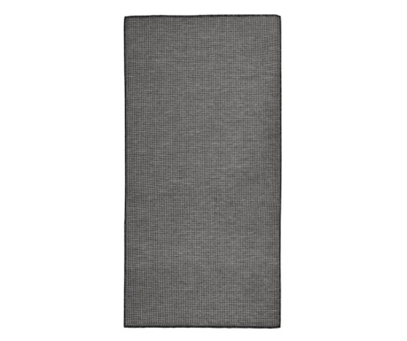 Външен килим, сив, 100х200 см, плосък плат