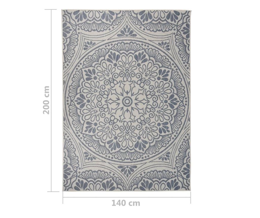 Външен килим, син десен, 140x200 см, тъкана на равна повърхност - 6