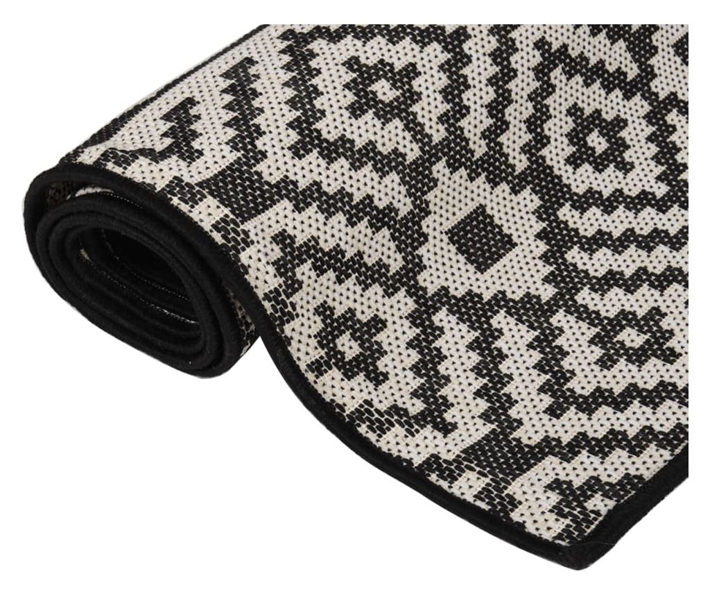 Външна постелка, черни райета, 80x250 см, тъкана на равна основа - 3