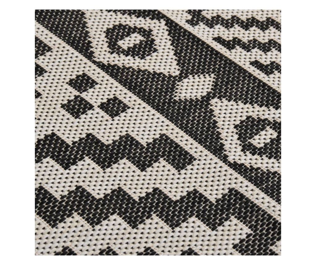 Outdoor rug, black stripes, 140x200 cm, flat weave - 5