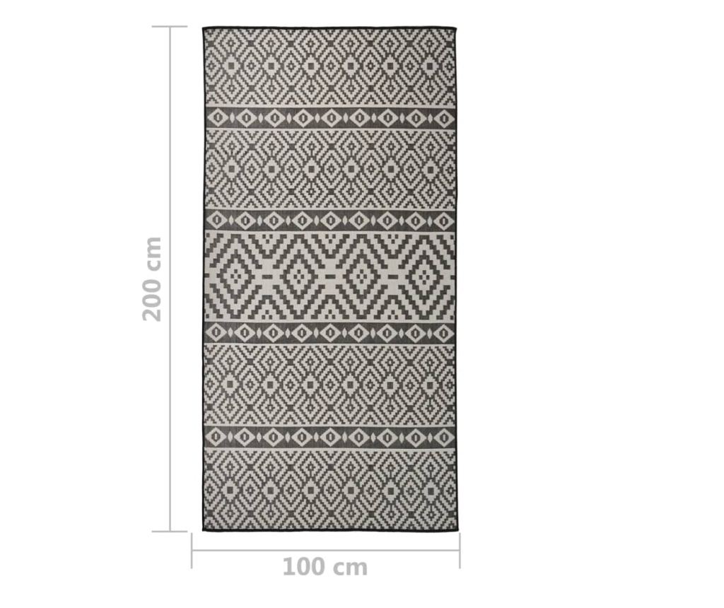 Външна постелка, черни райета, 100x200 см, тъкана на равна повърхност - 6