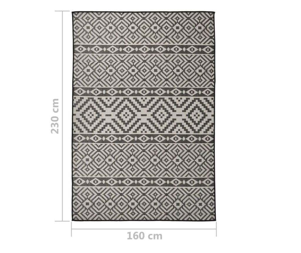 Външен килим, черни райета, 160x230 см, тъкана на равна повърхност - 6
