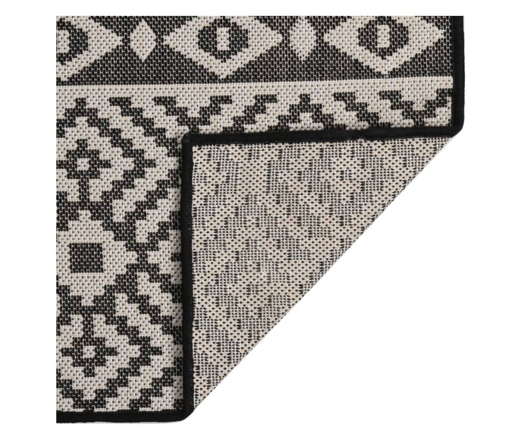 Outdoor rug, black stripes, 140x200 cm, flat weave - 2