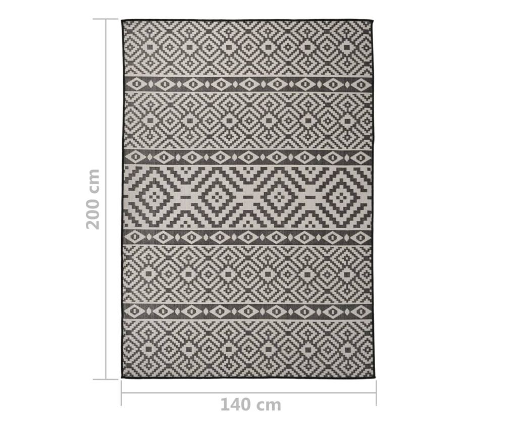 Outdoor rug, black stripes, 140x200 cm, flat weave - 6