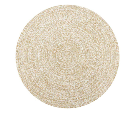 Ръчно изработен килим, бял и натурален, 150 см, юта