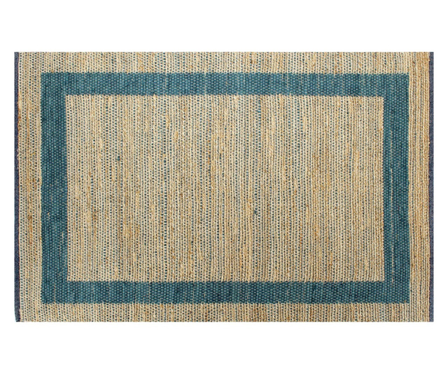 Covor manual, albastru, 120 x 180 cm, iută