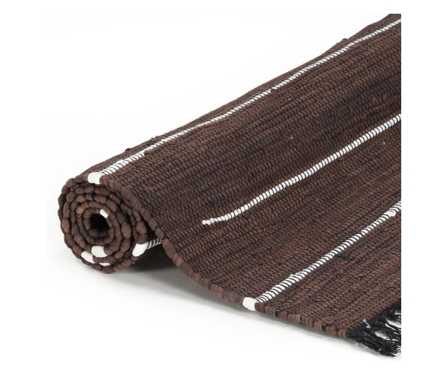 Covor Chindi țesut manual, maro, 200 x 290 cm, bumbac