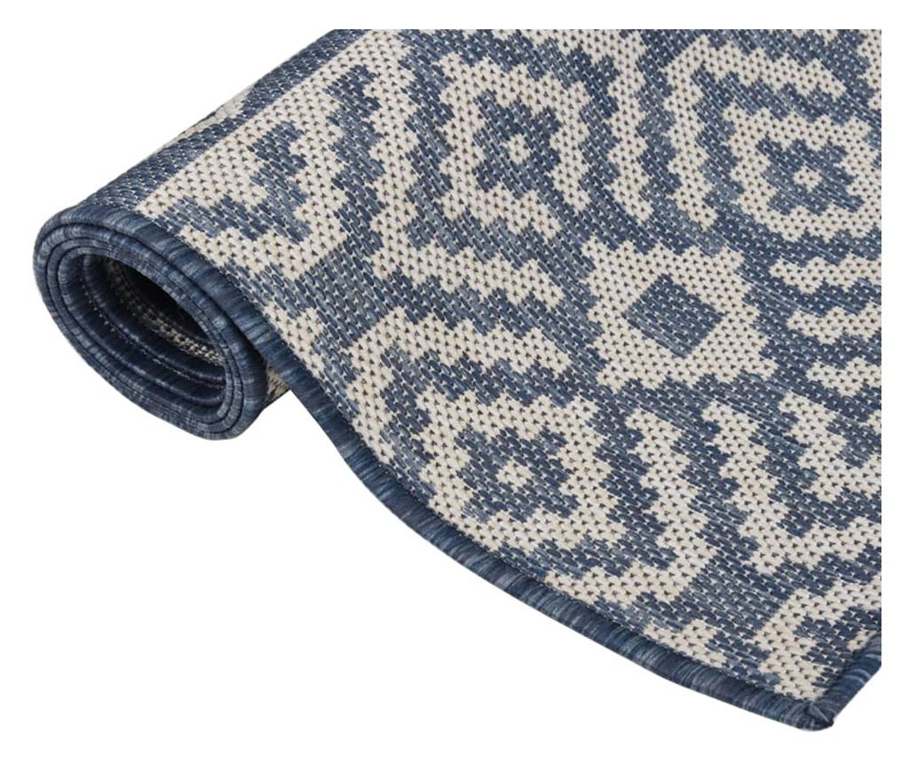 Εξωτερικό χαλί, μπλε ρίγες, 80x250 εκ., επίπεδη ύφανση - 3