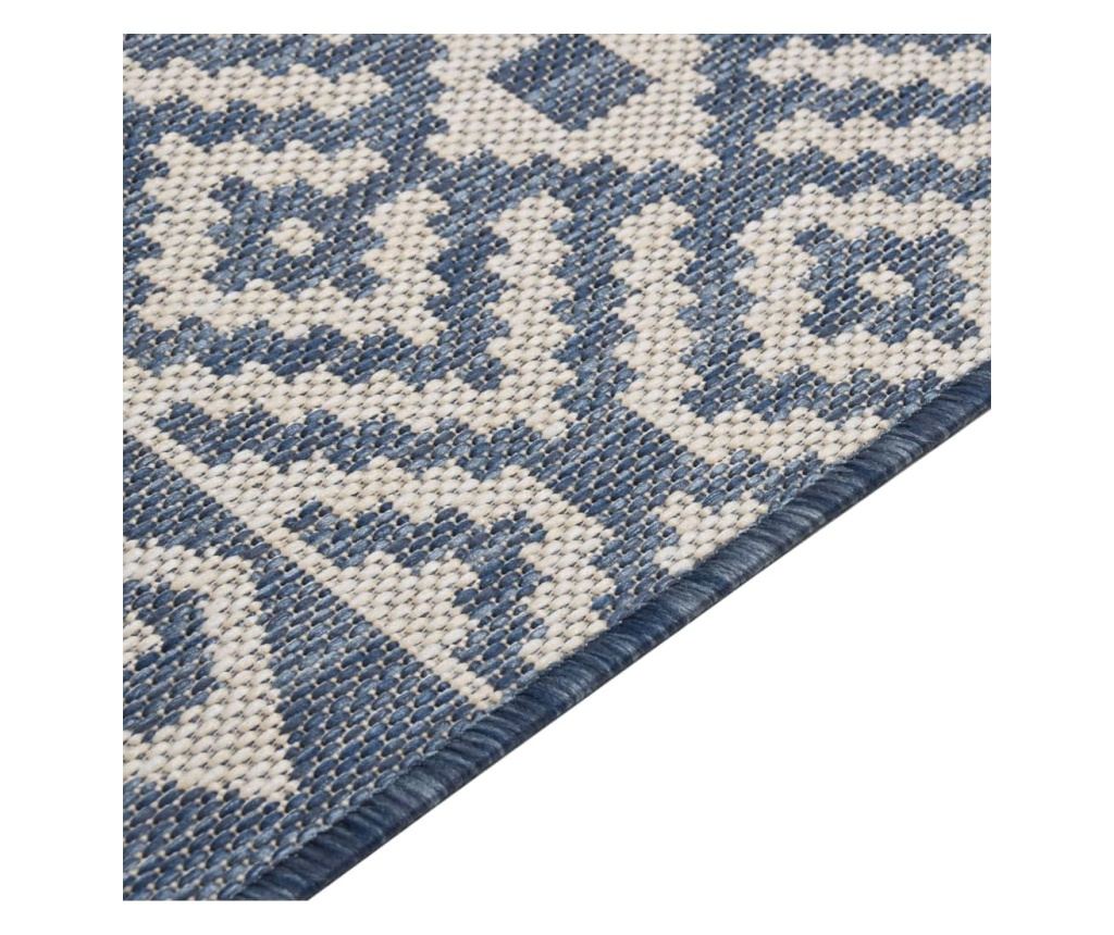 Εξωτερικό χαλί, μπλε ρίγες, 80x250 εκ., επίπεδη ύφανση - 4