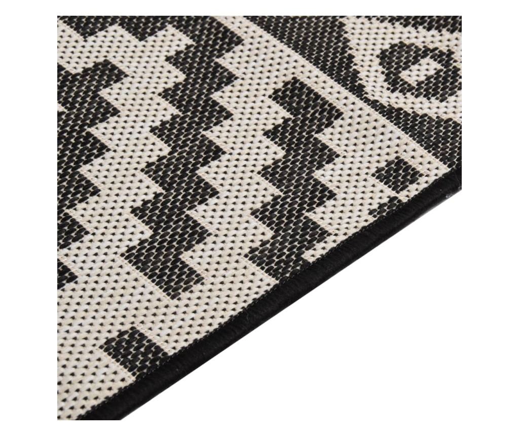 Външна постелка, черни райета, 80x250 см, тъкана на равна основа - 4