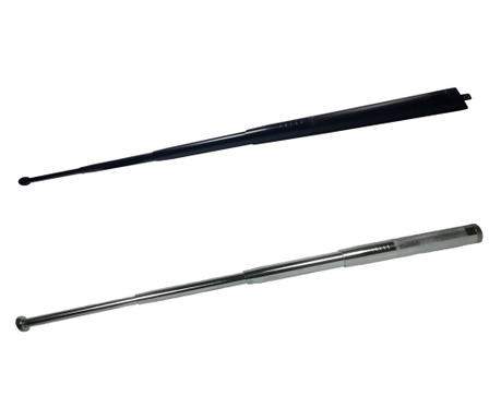 Комплект от 2 телескопични пръчки, сребристо-черен, 4 секции, 65 см