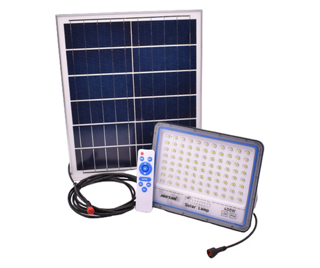 Proiector Solar, LED, Putere 400W, Lumina Alba, Cablu Lung, 176 LED-uri, Negru