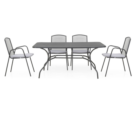 Set 4 scaune si masa dreptunghiulara BERLIN negru/gri