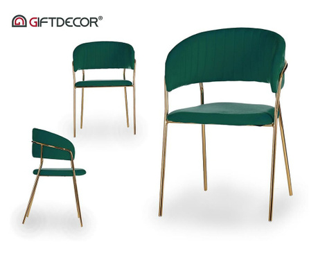 Стол Gift Decor, Златен, Зелен, полиестер, Желязо, 49 x 80,5 x 53 cm